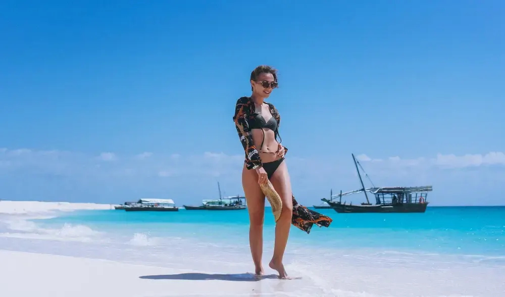 Woman on vacation by the ocean